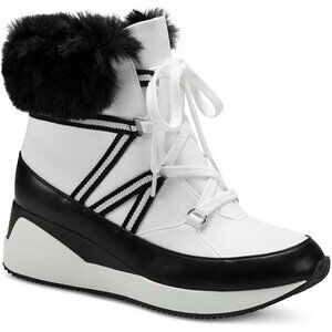 Alfani Women's Windee High-Top Sneakers Faux Fur Lined White Black Size 8.5M